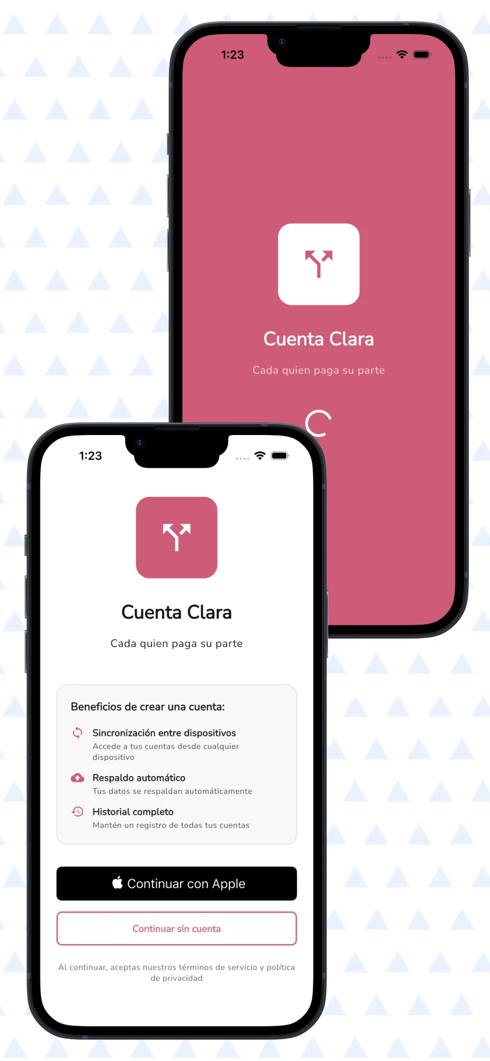 Cuenta Clara - Pantalla de inicio con logo y pantalla de login